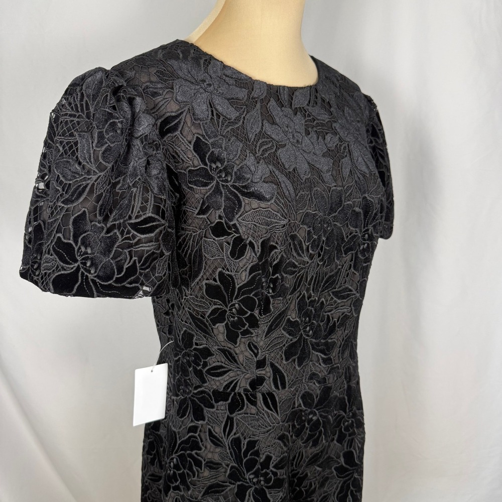NWT Dress the Population Elsie Black Cut out Velvet Lace Cocktail Dress Sz L - Picture 2 of 14